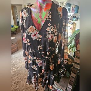 Bar III Black and Flowery Dress NWT